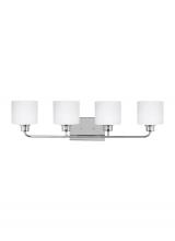  4428804EN3-05 - Canfield modern 4-light LED indoor dimmable bath vanity wall sconce in chrome silver finish with etc