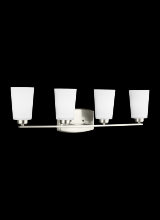  4428904EN3-962 - Franport transitional 4-light LED indoor dimmable bath vanity wall sconce in brushed nickel silver f