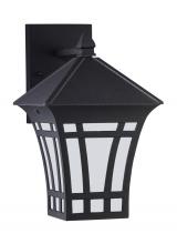  89132EN3-12 - Herrington transitional 1-light LED outdoor exterior medium wall lantern sconce in black finish with