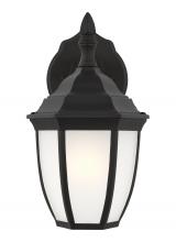  89936EN3-12 - Bakersville traditional 1-light LED outdoor exterior small round wall lantern sconce in black finish