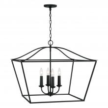  350641BI - 4-Light Foyer Pendant Lantern in Black Iron