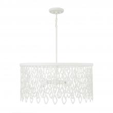  352941WE - 4-Light Lasercut Metal Pendant in Matte White Modern Motif