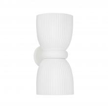  656121CE - 2-Light Handcrafted Fluted Ceramic Sconce in Matte White