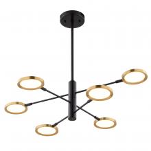  P0424 - Cullerto 34.75-in. 6 Light LED Pendant Matte Black and Antique Gold