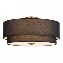  C0308 - Burnaby 20.5-in. 4 Light Semi-Flush Matte Brass with Black Fabric