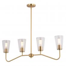  H0287 - Beverly 36-in 4 Light Linear Chandelier Muted Brass