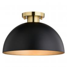  C0306 - Devon 13-in. Semi Flush Matte Black and Satin Brass