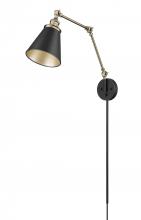  10001-MB/VB - Evonne 1-Light Swing Arm Sconce Light Matte Black/Vintage Brass