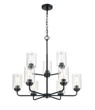  9609-MB - Moven 9-Light Chandelier Ceiling Light Matte Black