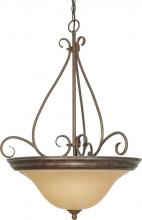  60/1028 - Castillo - 3 Light Pendant with Champagne Linen Washed Glass - Sonoma Bronze Finish