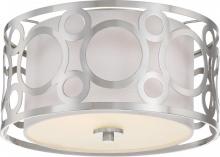  60/5942 - Filigree - 2 Light Flushwith White Linen Shade - Brushed Nickel Finish