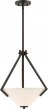  60/6347 - Nome - 2 Light Pendant with Satin White Glass - Mahogany Bronze Finish