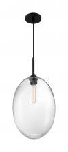  60/7028 - Aria - 1 Light Pendant with Seeded Glass - Matte Black Finish