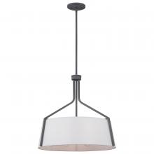  60/7668 - Livingston; 4 Light Pendant; Medium Base; 60 Watt; Putty Gray Finish; White Linen Fabric Shade