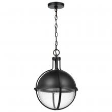  60/7675 - Lincoln; 1 Light Large Pendant; Medium Base; 60 Watt; Matte Black Finish; Clear Seeded Glass