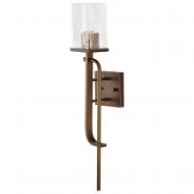  60/7749 - Terrace 1 Light Wall Sconce; Natural Brass Finish; Crackel Glass