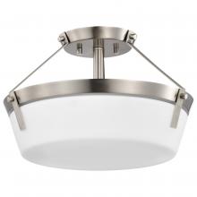  60/7763 - Rowen 3 Light Semi Flush; Brushed Nickel Finish; Etched White Glass