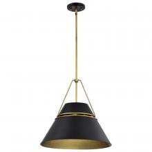  60/7768 - Adina 3 Light Large Pendant; Matte Black and Natural Brass Finish