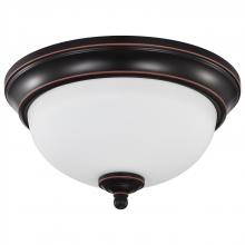  62/1557 - Center Lock 11 Inch LED Flush Mount; 19 Watt; 3000K; Mahogany Bronze Finish; Frosted Glass